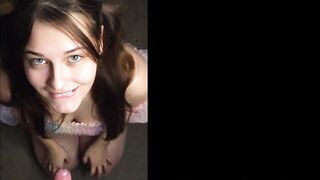 onlyfans model roxxie taylor sucking cock, big beautiful eyes, brunette girl giving blowjob