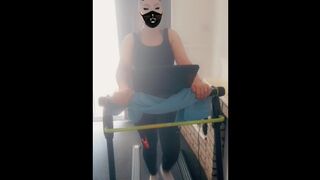 Step mom plays with step son fucking hard on treadmill