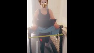 Step mom running on treadmill get fucked by step son