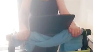 Step mom running on treadmill get fucked by step son