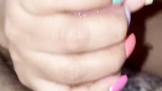 Latina colorful handjob nail tease