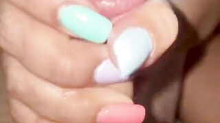 Latina colorful handjob nail tease