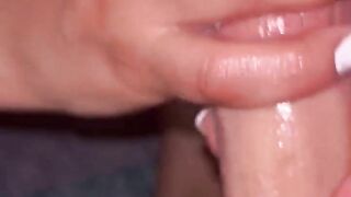 White nails a wet cook with footjob