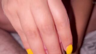 Yellow nails teasing big dick