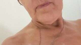 Mature Granny Taking a Steamy Shower