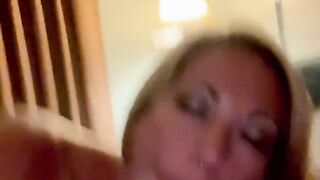 Beautiful wife sucks cock and gets a facial