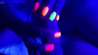 Neon Black Light Nails with Cumshot - Part 2