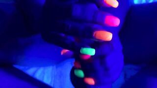 Neon Black Light Nails with Cumshot - Part 2