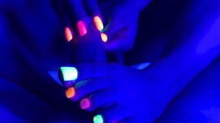 Neon Black Light Nails with Cumshot - Part 2