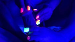 Neon Black Light Nails with Cumshot - Part 2