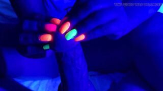 Neon Black Light Nails with Cumshot - Part 2