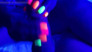 Neon Black Light Nails with Cumshot - Part 2