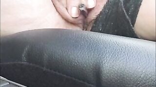 Smoking and rubbing my pussy on the side of the road