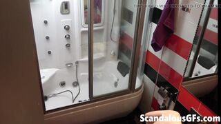 I filmed my hot tattooed girlfriend in the bathroom cleaning up nice