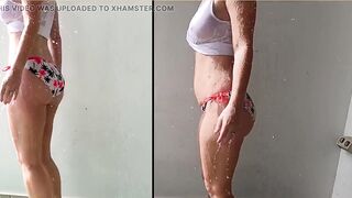 Sexy wet white shirt getting hosed down in slow motion