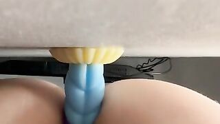 Try out my new mermaid dildo in my ass with me and then double penetrate me