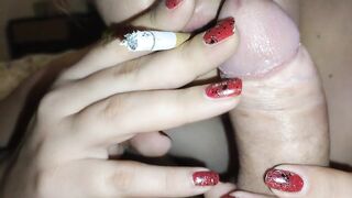 Stepmom smoking blowjob