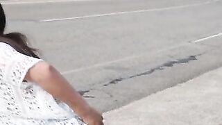 Getting topless and flashing my ass in the middle of the road