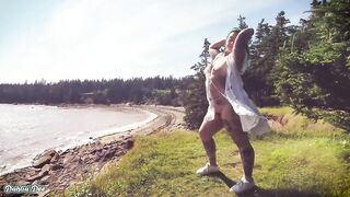 Hiking in the Forest Turns into Risky Public Masturbation and Cumming by the Beach