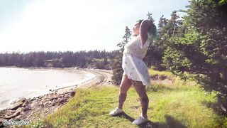 Hiking in the Forest Turns into Risky Public Masturbation and Cumming by the Beach