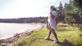 Hiking in the Forest Turns into Risky Public Masturbation and Cumming by the Beach