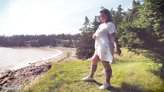 Hiking in the Forest Turns into Risky Public Masturbation and Cumming by the Beach