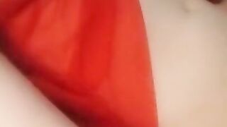 Red lingerie pink vibrator