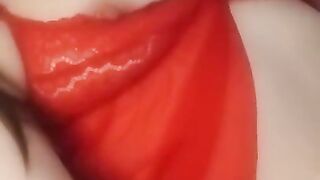 Red lingerie pink vibrator